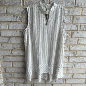 Chico's Sleeveless Hi-Low Bottom Striped Blouse Women's Size 3 (XL)